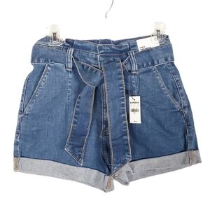 EXPRESS shortie super high rise denim shorts with belt